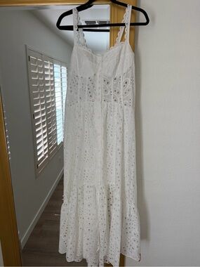 Charo Ruiz White Eyelet Maxi Dress